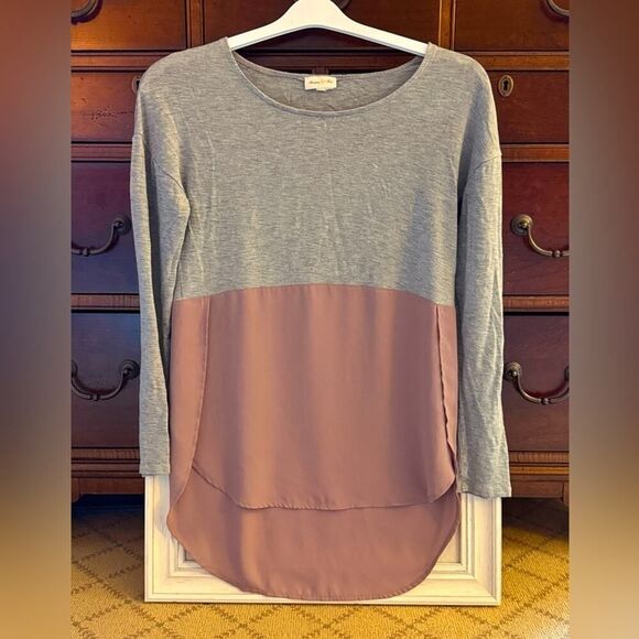Meadow Rue gray and mauve long sleeve tunic top NWOT XS - Picture 1 of 12